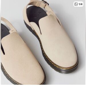 Dr. Martens Beige Suede Slip-On Shoes